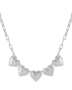 5 Harten Ketting – Zilver