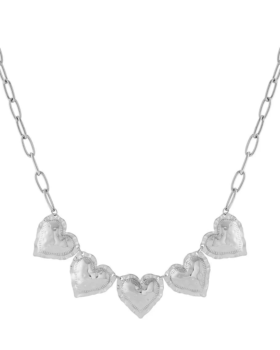 5 Harten Ketting – Zilver