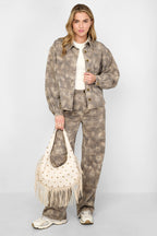 Geweven Katoen Vrouwen Jeansjack Casual Kleurcontrast