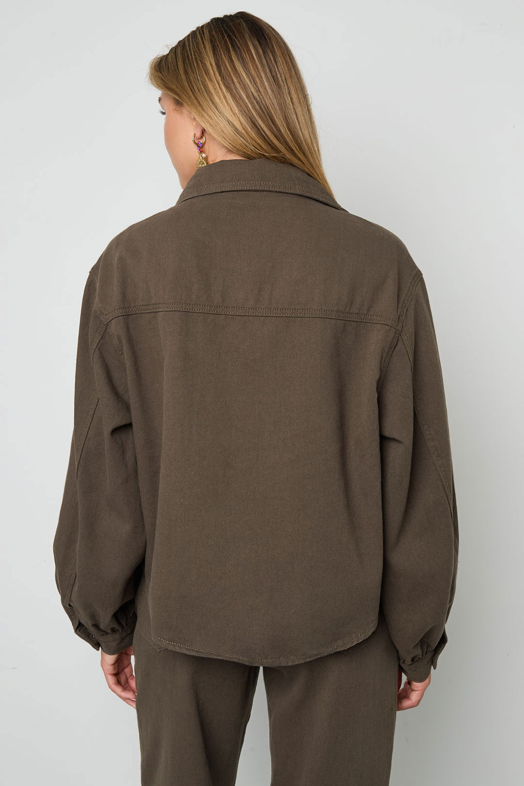 Geweven Katoen Vrouwen Jeansjack Casual Kleurcontrast