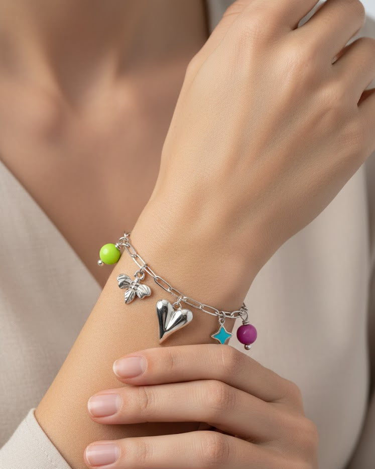 Bedelarmband color splash - Zilver kleur