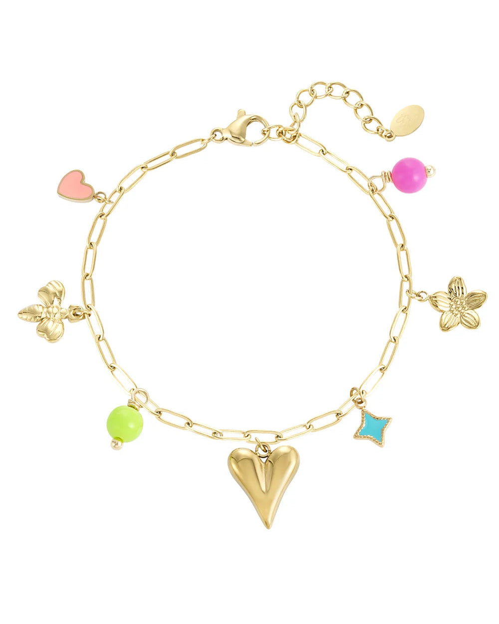 Bedelarmband color splash - Goud kleur
