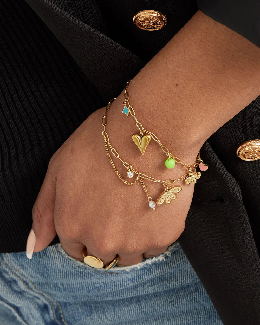 Bedelarmband color splash - Goud kleur