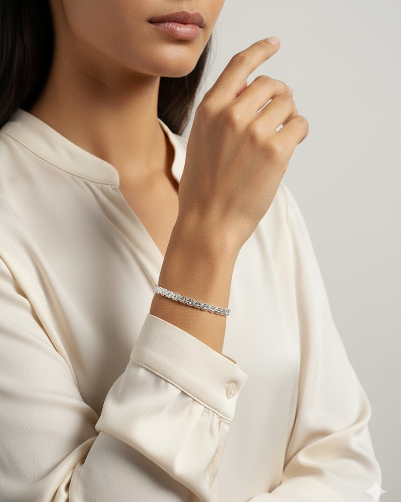 Bloemenarmband – Zilver