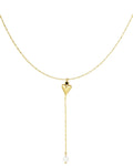 Classic heart & pearl ketting - Goud kleur