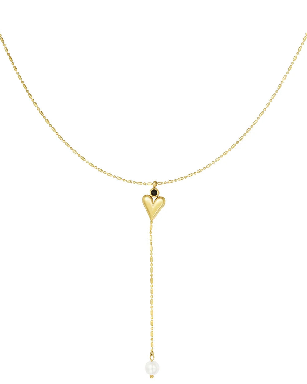 Classic heart & pearl ketting - Goud kleur