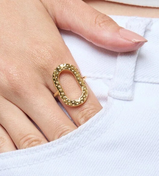 Dotted Ovale Ring – Goud
