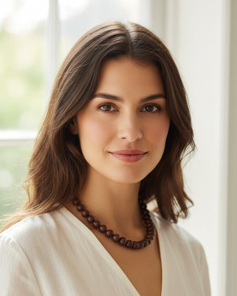 Gekleurde kleine kralenketting-12mm Bruin