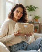 Gimme make-up tas teddy abrikoos dames – fluffy en ruime beauty tas