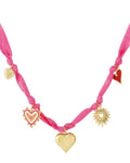 Heart Overdose – Gouden Ketting Dames Fuchsia met Hart & Emaille