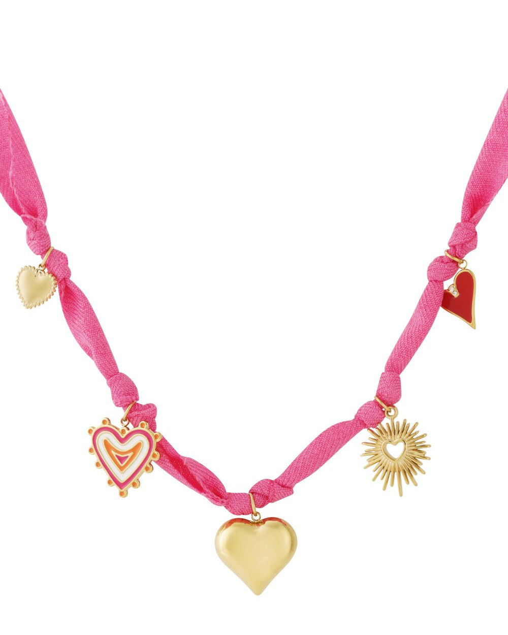 Heart Overdose – Gouden Ketting Dames Fuchsia met Hart & Emaille