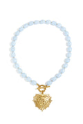 Kralenketting met hart frontsluiting - babyblauw - online kopen bij ninforyou