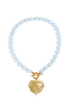 Kralenketting met hart frontsluiting - babyblauw - online kopen bij ninforyou