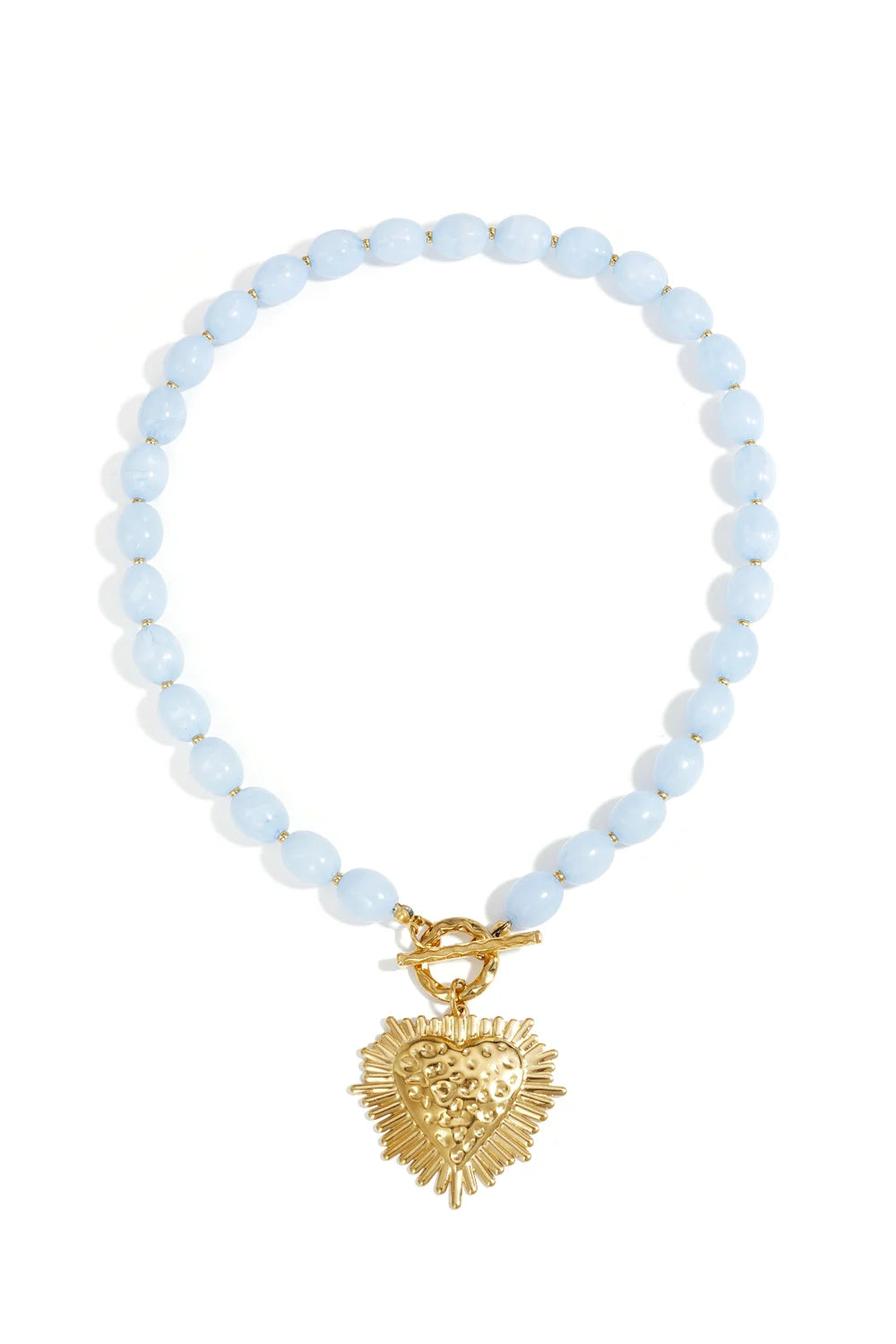 Kralenketting met hart frontsluiting - babyblauw - online kopen bij ninforyou