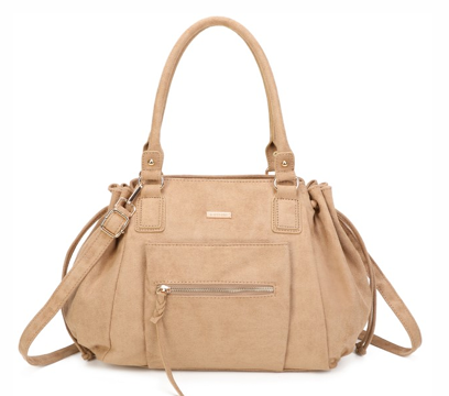 Luxe licht-taupekleurige Torrente KIMBERLEY weekendtas en travelbag van groot formaat (42x20x27 cm) met verfijnde details, verkrijgbaar bij niniforyou.