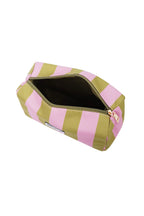 Make-up tas grote strepen - Roze groen - tas open - Kopen bij ninforyou
