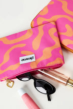 Make-uptassen gemengde kleuren - fuchsia oranje - voorbeeld open tas - online kopen bij niniforyou