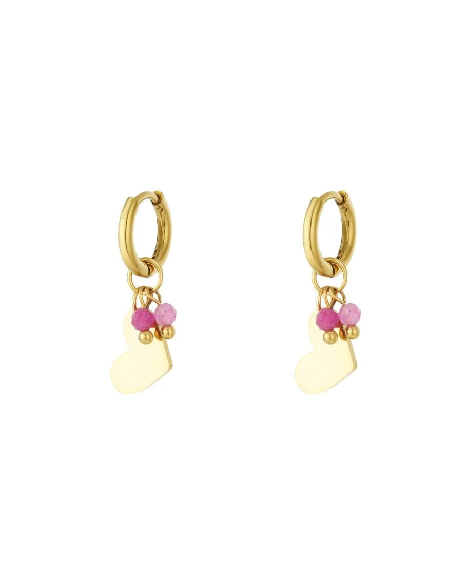 Mini Hartjes Oorbellen – Deep Pink