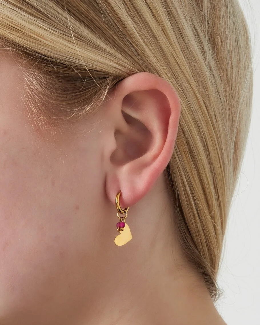 Mini Hartjes Oorbellen – Deep Pink