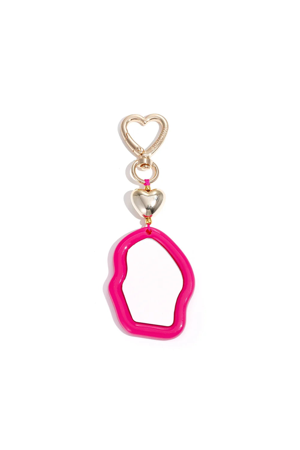 Onregelmatige Spiegelende Tashanger Met Hartjesdetail Fuchsia