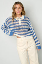 Polo Top blauw met witte strepen