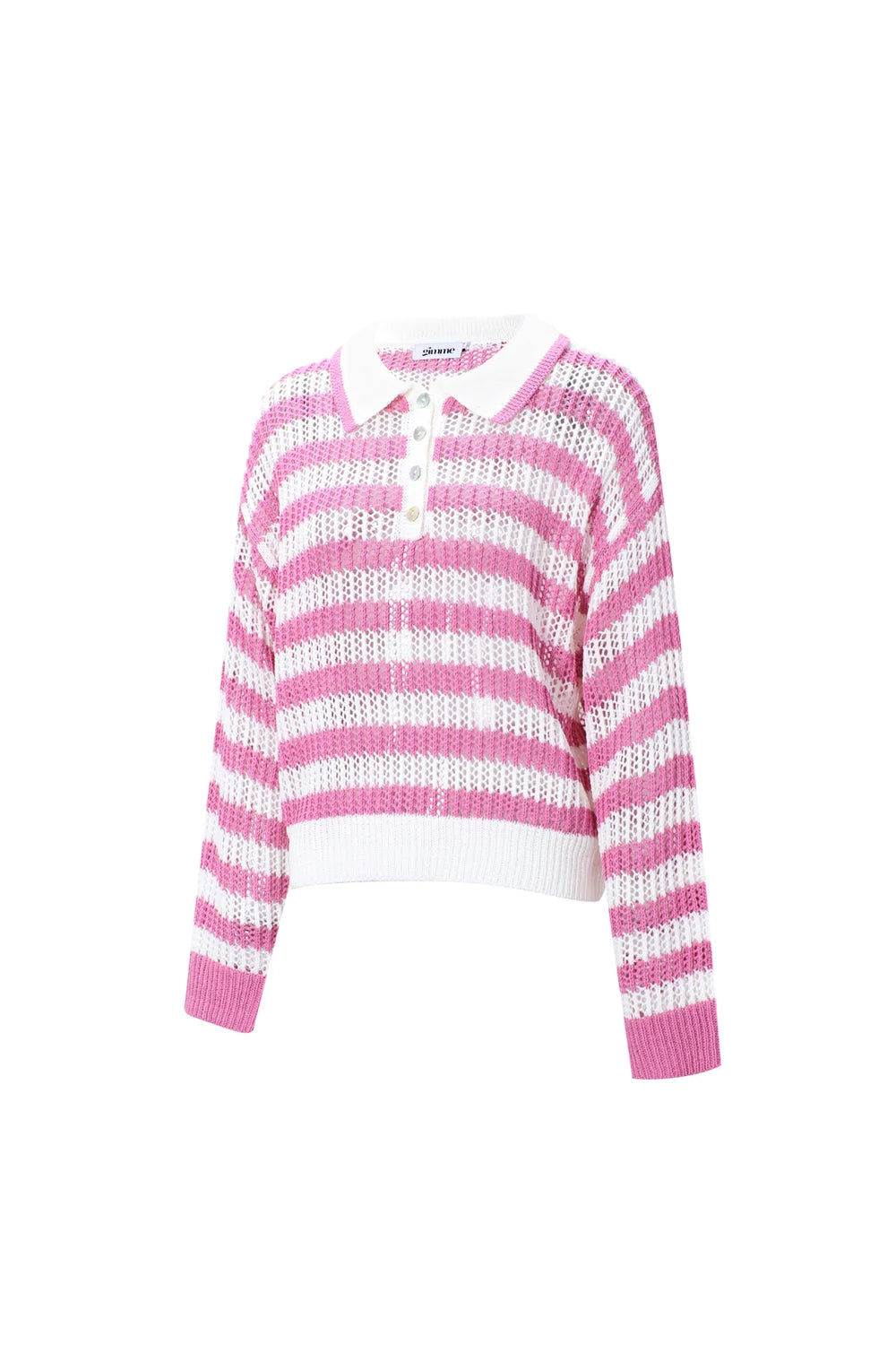 Polo Top Roze met witte streep