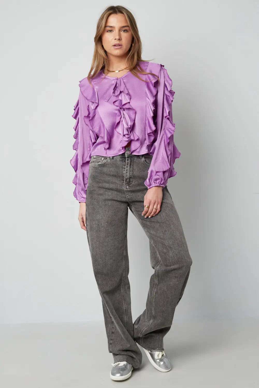 Paarse Ruffle Blouse