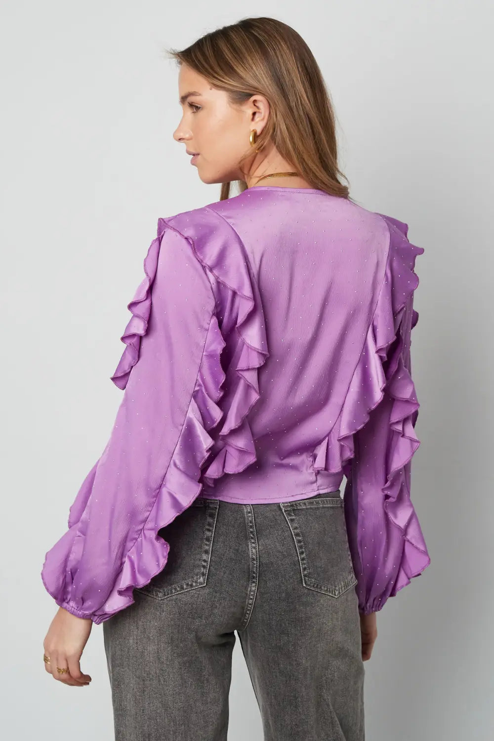 Paarse Ruffle Blouse