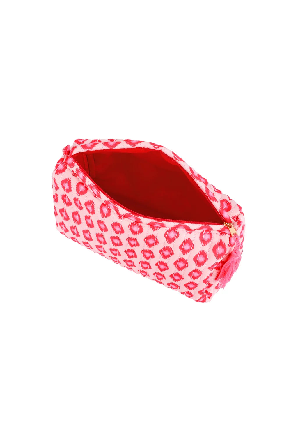 Retro chique make-uptas medium - roze - voorbeeld make-up tas open - online kopen bij niniforyou