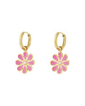 Rose Flame – Roze-Rode Bloem Gouden Oorbellen