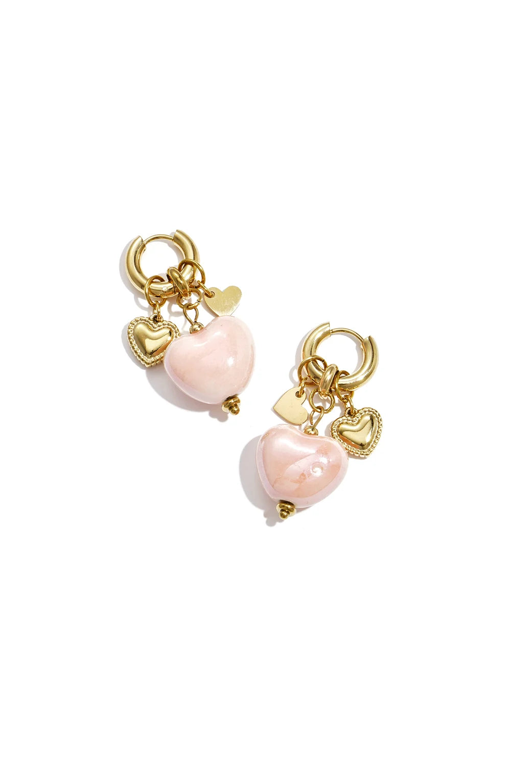 Rosé Heart Charms oorbellen - Goud - Hartjes oorbellen - Online kopen bij ninforyou