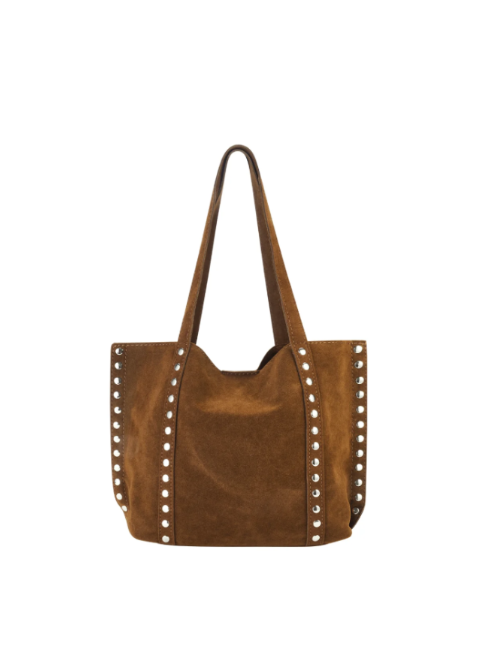 Tote bag rivet casual bruin – stoere dames tote met klinknagels