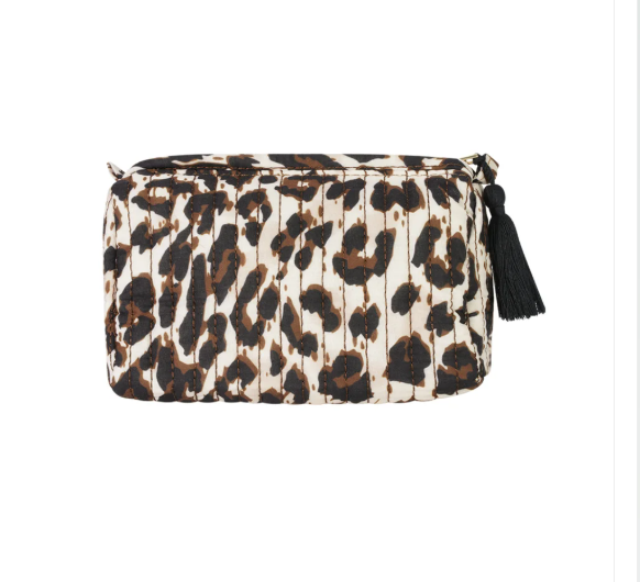 Compacte make-up tas luipaardprint – perfect voor onderweg