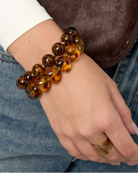 Acryl kralen armband luipaardprint