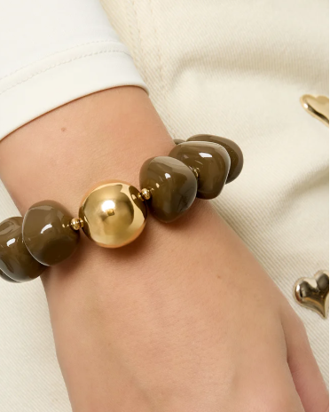 Retro armband statement bruin