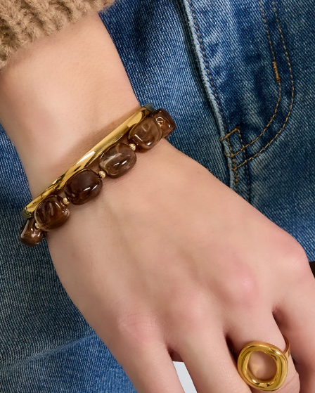 Bruin gevlekte rechthoekige armband