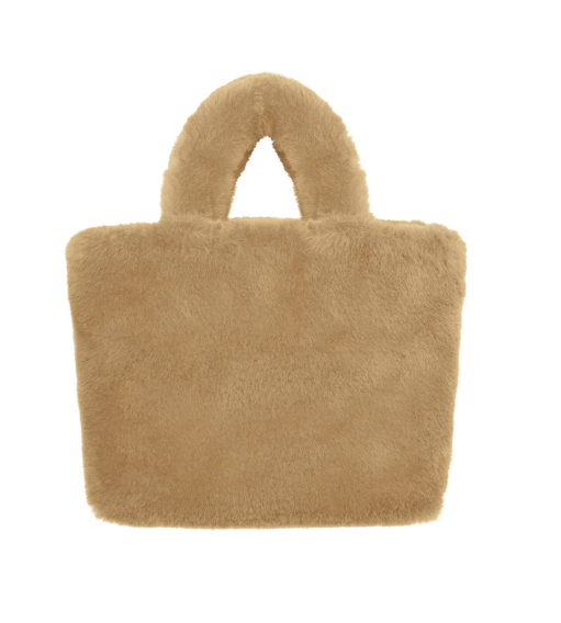Faux fur city tas beige klein – trendy beige city bag dames