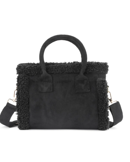 Schoudertas patchwork katoen zwart – casual dames tas
