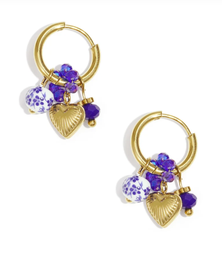 The Blue Heart Charm Oorbellen