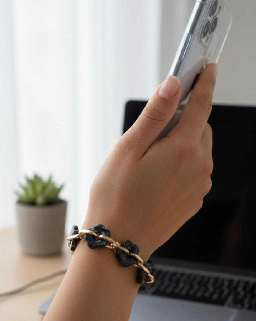 The Floral Telefoonkoord - Zwart