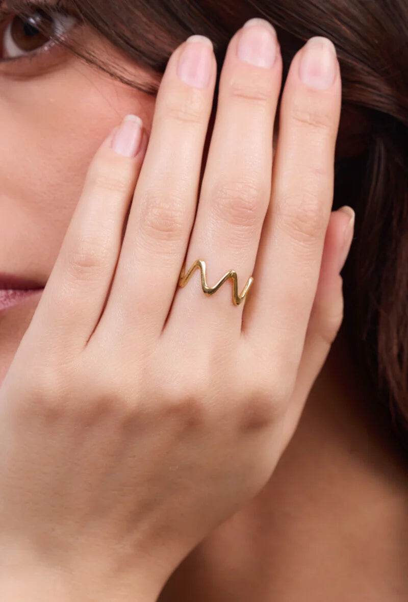 Small Wavy Ring – Goud