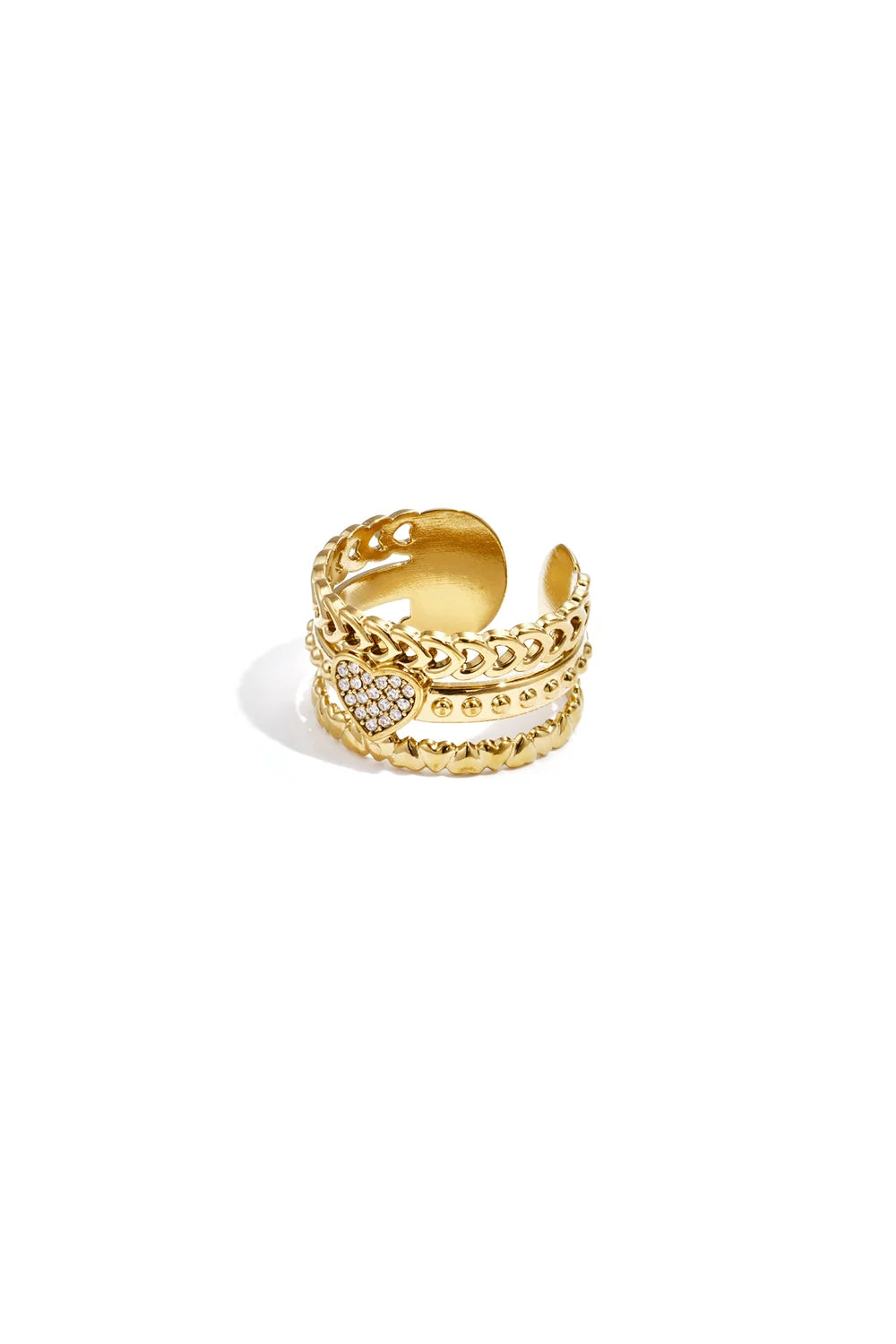 Sparkle Love Heart Statement Ring - Goud - online kopen bij niniforyou