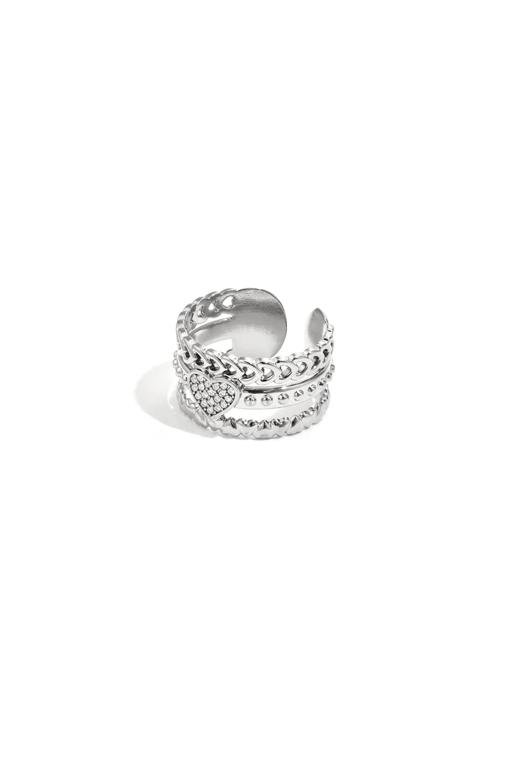 Sparkle Love Heart Statement Ring - Zilver - Online kopen bij niniforyou
