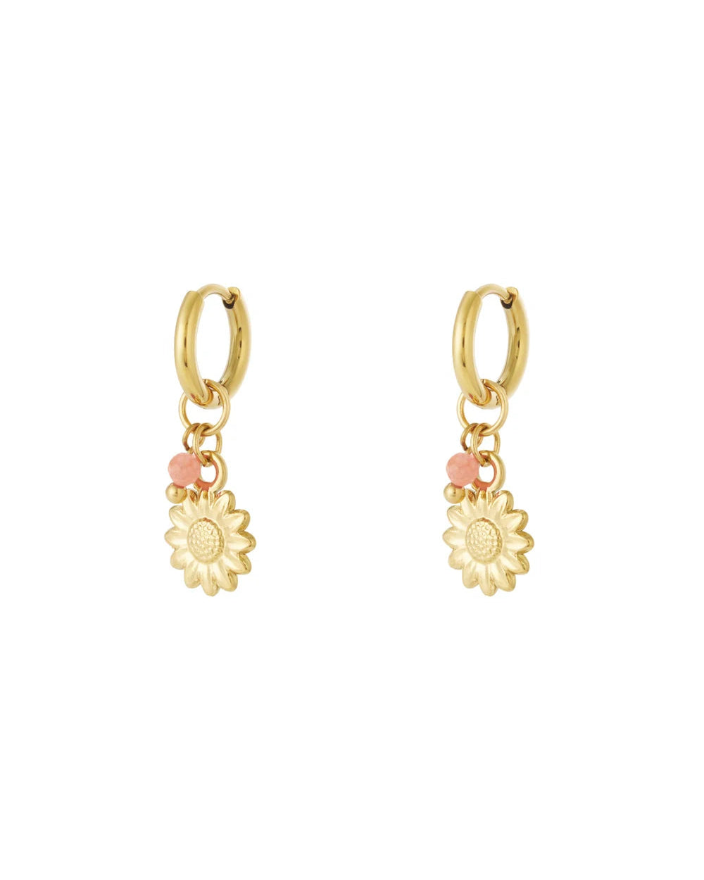 Sunset Petal – Oranje Bloemblaadje Gouden Oorbellen