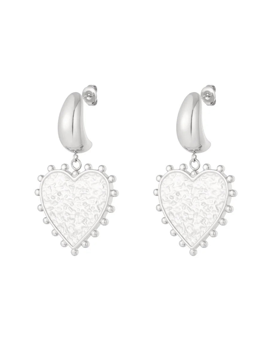The Big Love Trendy Oorbellen Zilver – Stainless Steel & Harthanger