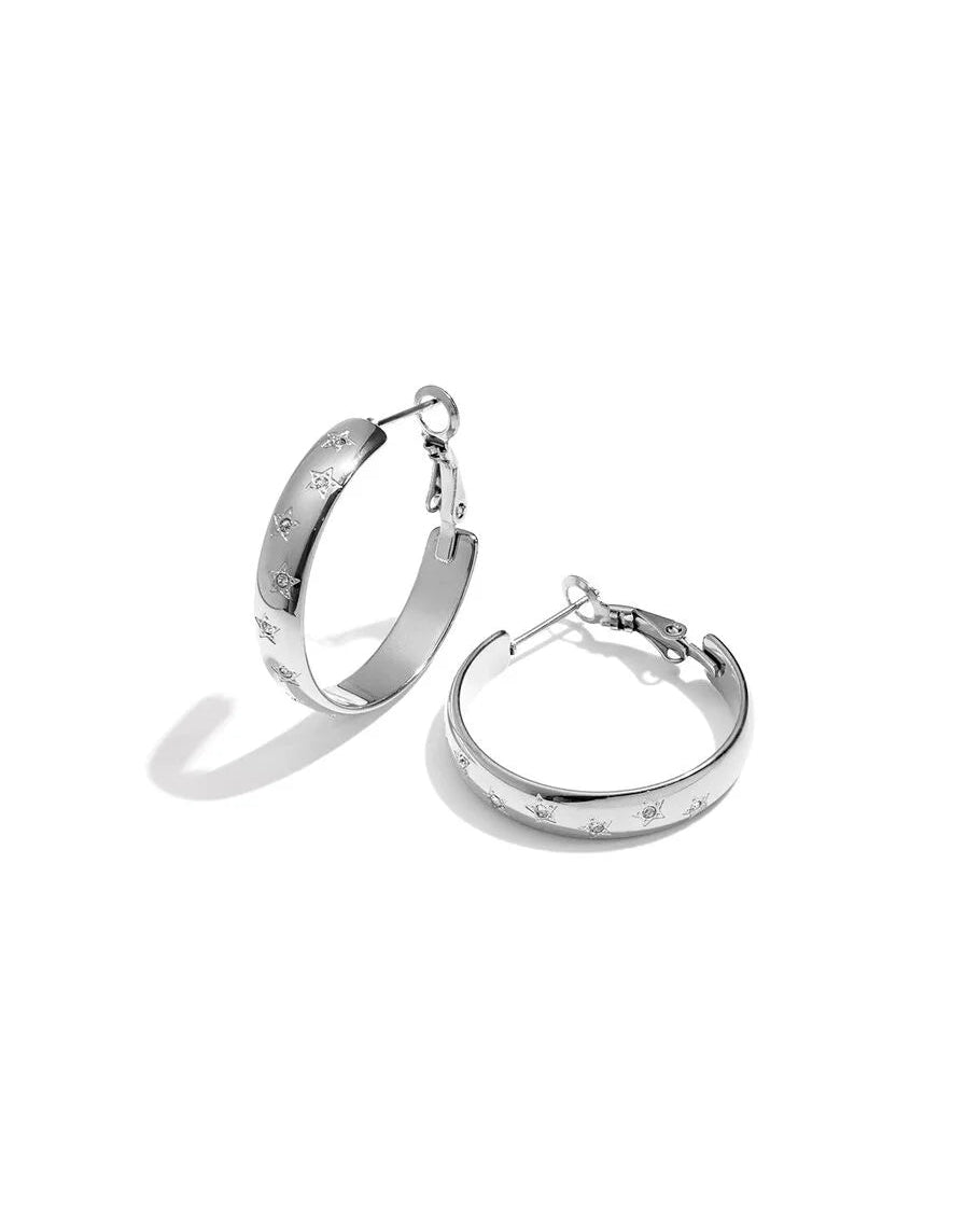 Trendy Star Hoops Oorbellen – Zilver