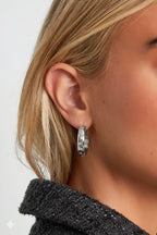 Trendy Star Hoops Oorbellen – Zilver