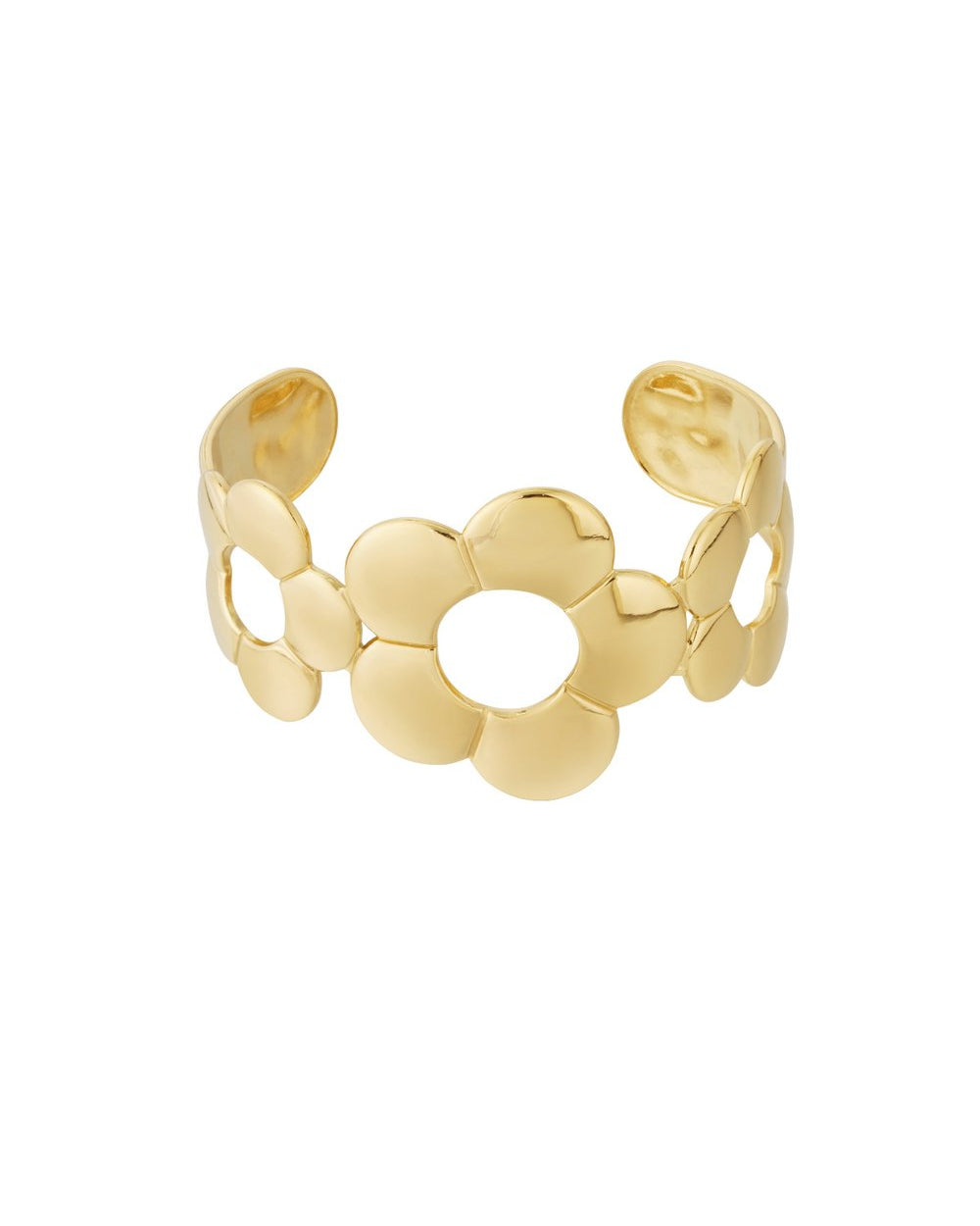 Triple Bloom – Gouden Armband Dames met Open Bloemen