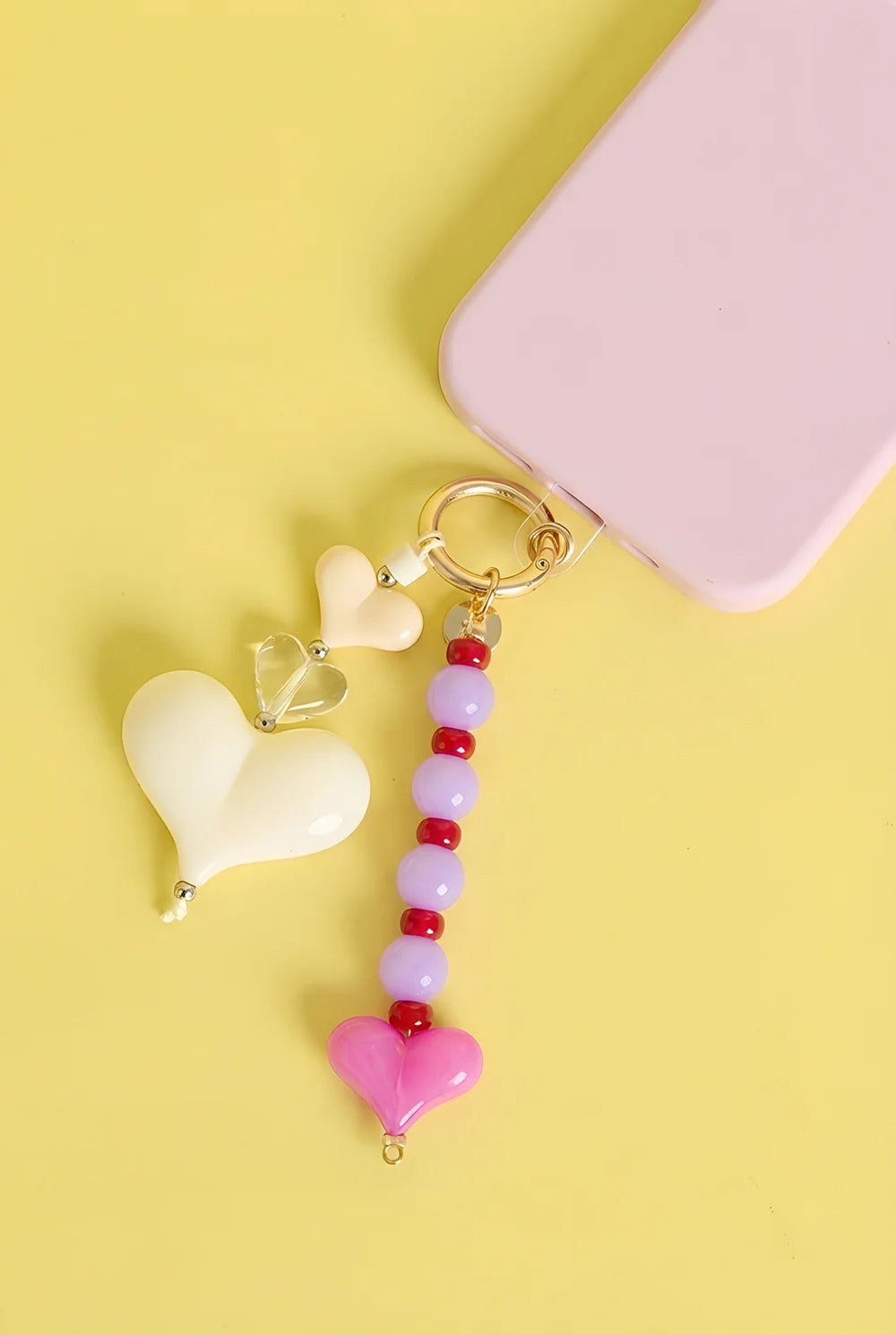 Bungelende hartjes hanger Fuchsia