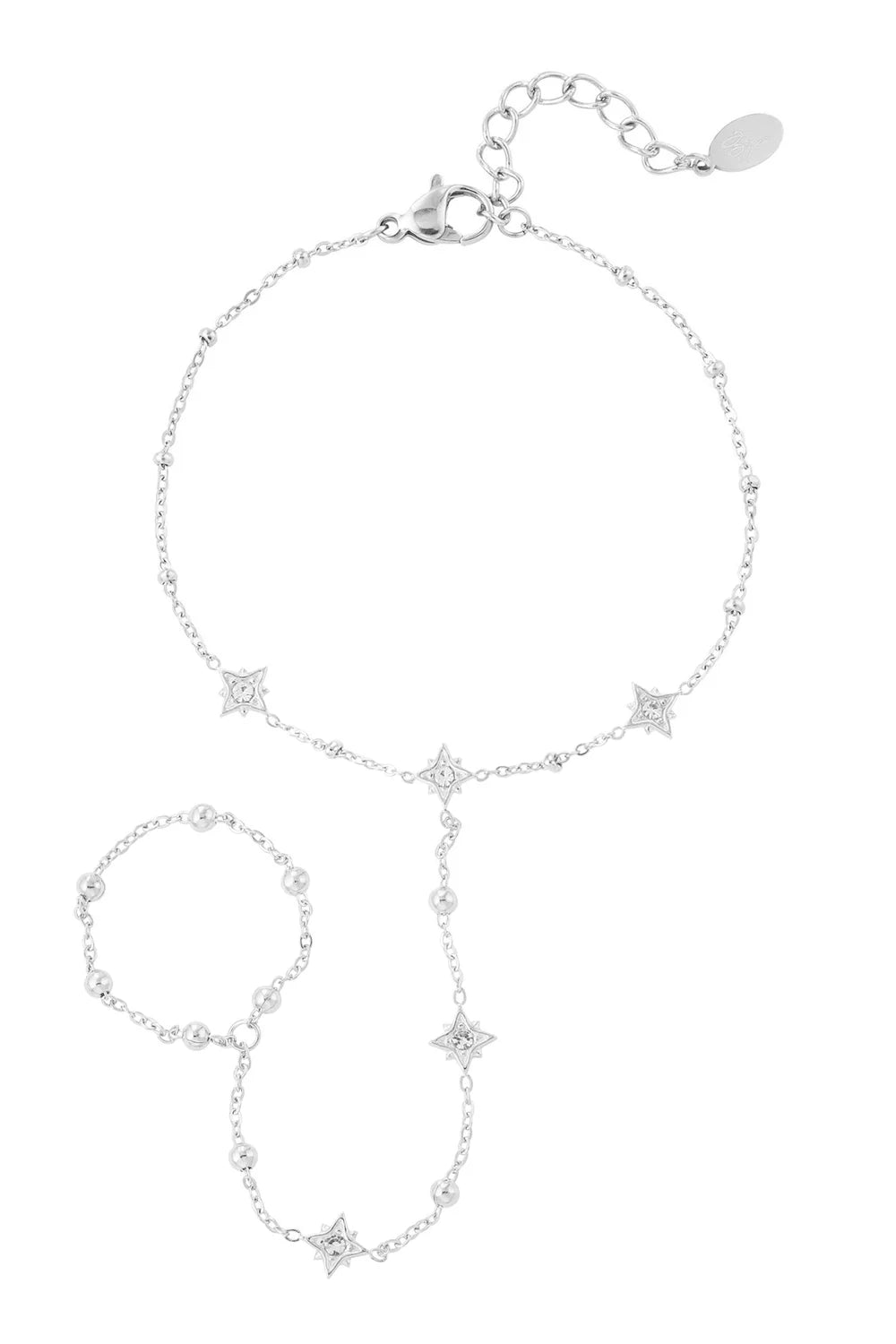 Glitter spark hand chain ZILVER